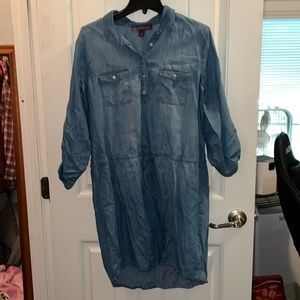Blue Jean dress with long sleeves. No stains or holes